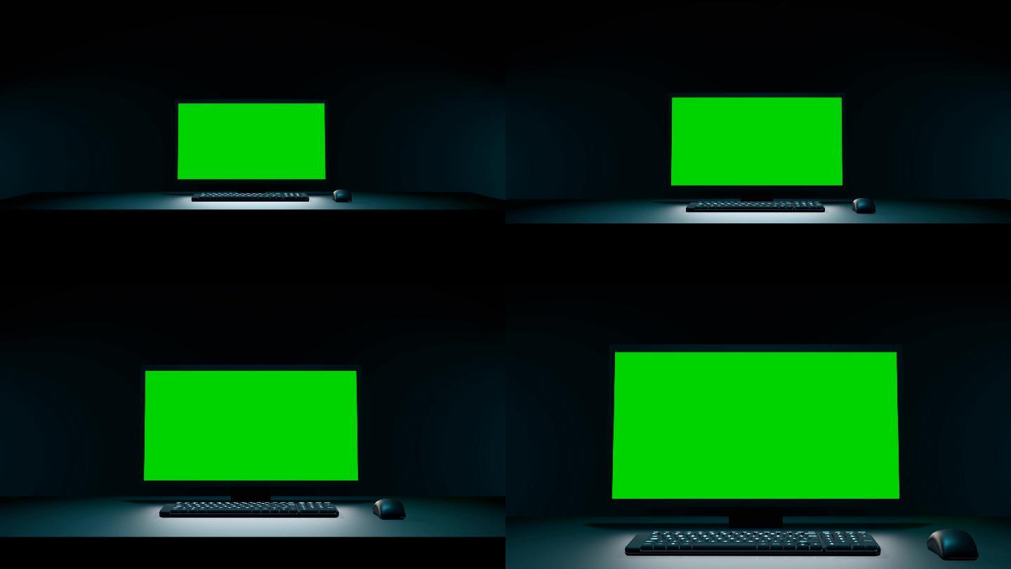 在绿色屏幕的电脑上放大