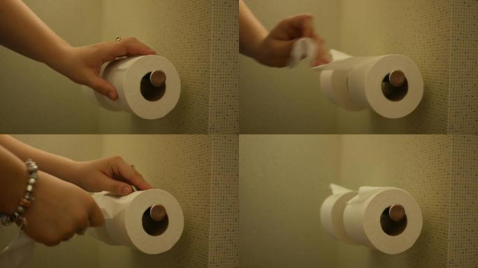 撕扯卫生纸厕所卫生纸上厕所拉肚子