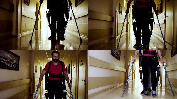 残疾人做康复残疾人康复行走假肢断腿康复