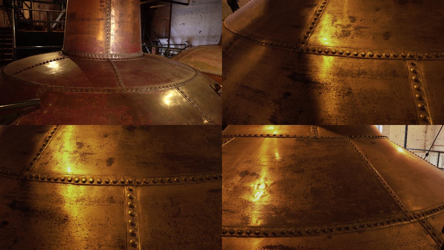 铜酿酒厂蒸馏器古法传统工艺特写镜头非物质