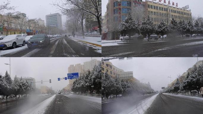 下雪天城区道路