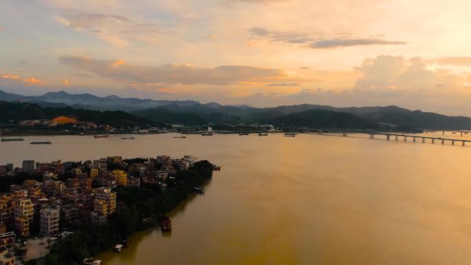 梧州市泗洲岛乡村风景日落素材