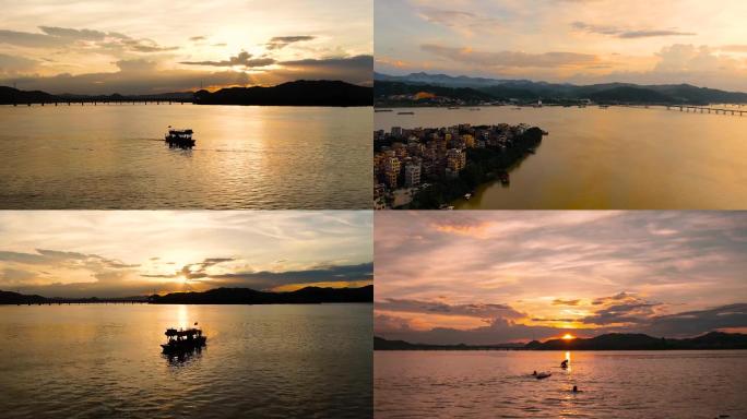 梧州市泗洲岛乡村风景日落素材