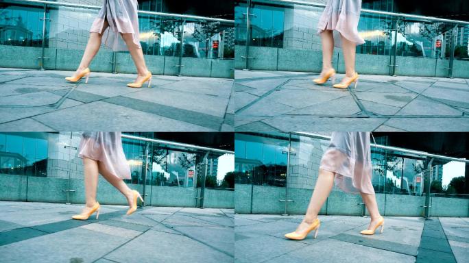 穿高跟鞋走路的女人