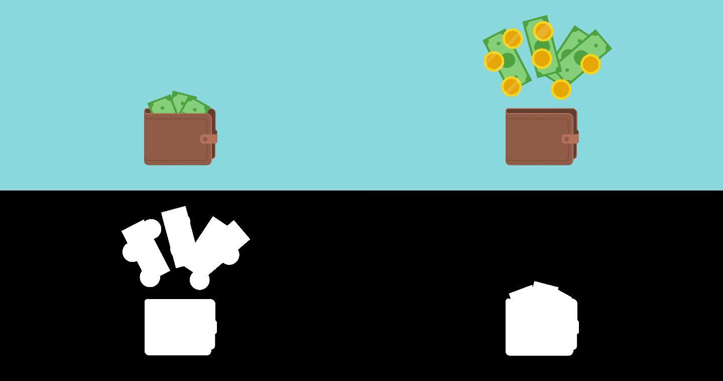 现金和钱包视频素材MG动画