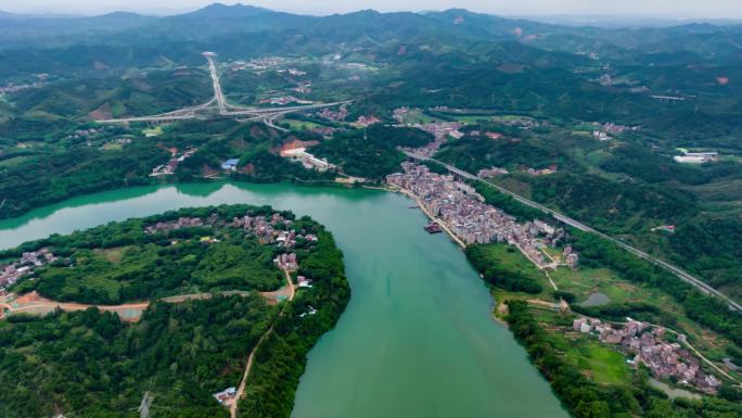 梧州市倒水镇倒水湾河流码头延时素材