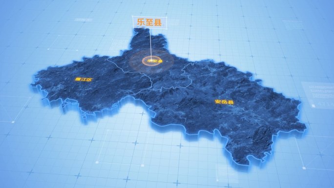 四川资阳乐至县三维科技感地图