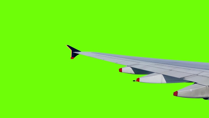 飞机悬窗穿越飞机翅膀绿幕