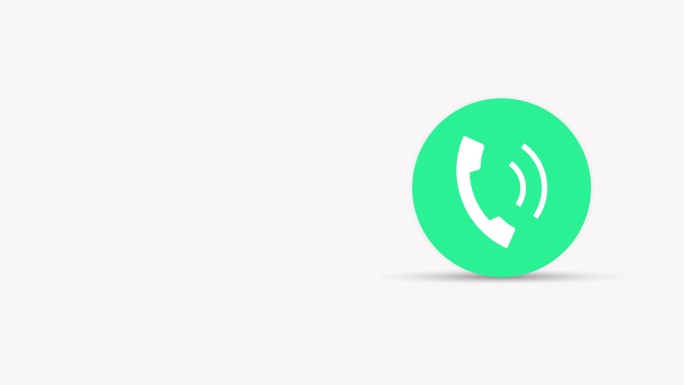 来电绿色圆圈中的简单动画白色电话通信图标