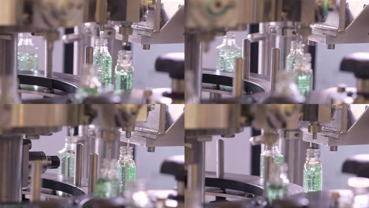 消毒剂工厂装瓶生产线特写