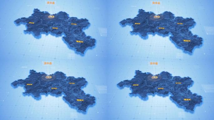 四川内江资中县三维科技感地图