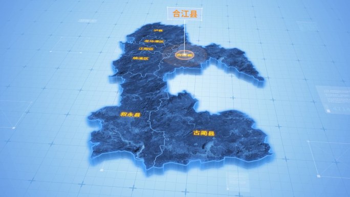 四川泸州合江县三维科技感地图