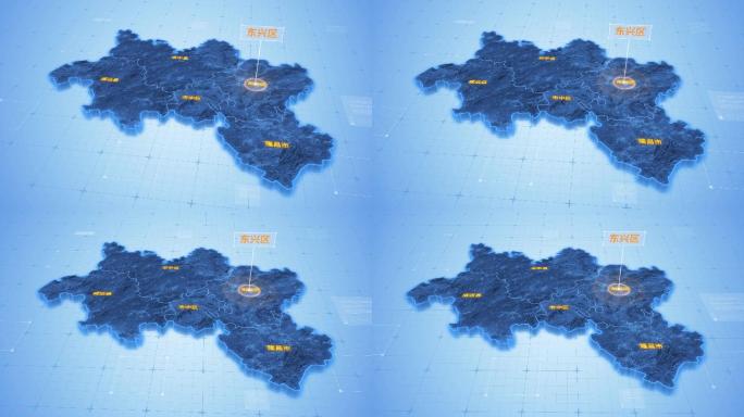 四川内江东兴区三维科技感地图