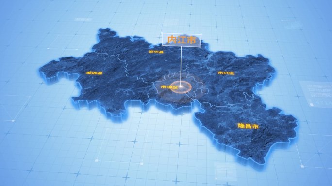 四川内江市三维科技感地图