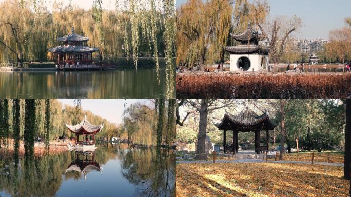 北京陶然亭公园中传统园林建筑中的凉亭
