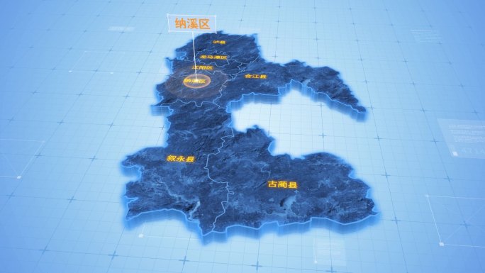 四川泸州纳溪区三维科技感地图