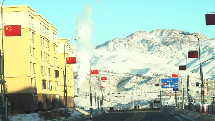 新疆阿勒泰市区街景实拍