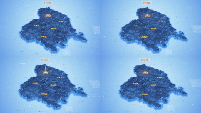 四川遂宁射洪县三维科技感地图ae模板