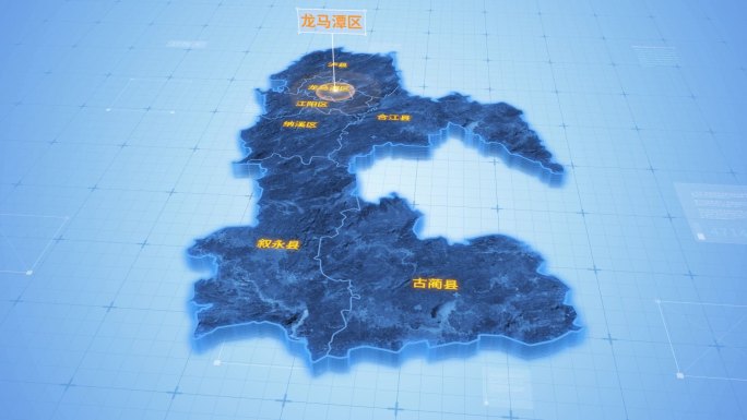 四川泸州龙马潭区三维科技感地图ae模板
