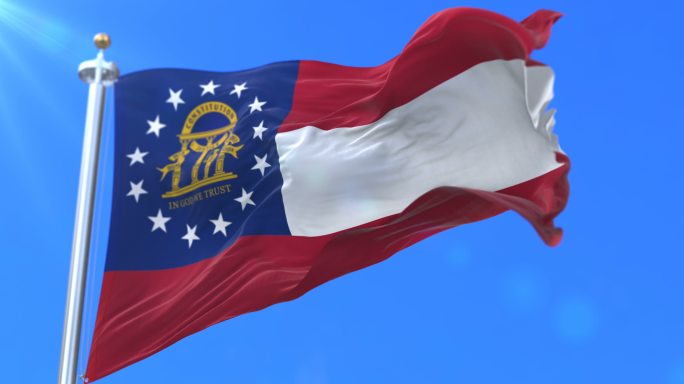 美国乔治亚州国旗国外的旗帜飘扬一种精神力