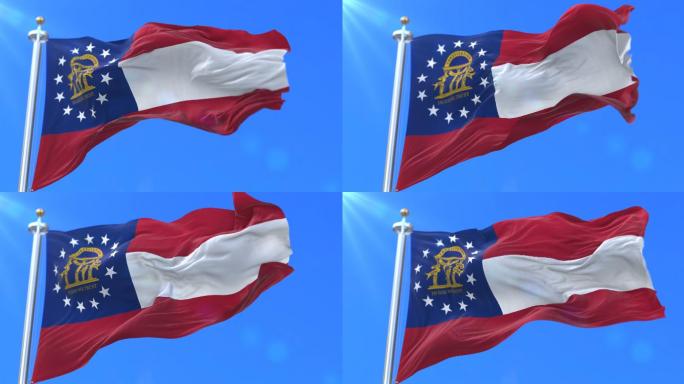 美国乔治亚州国旗国外的旗帜飘扬一种精神力
