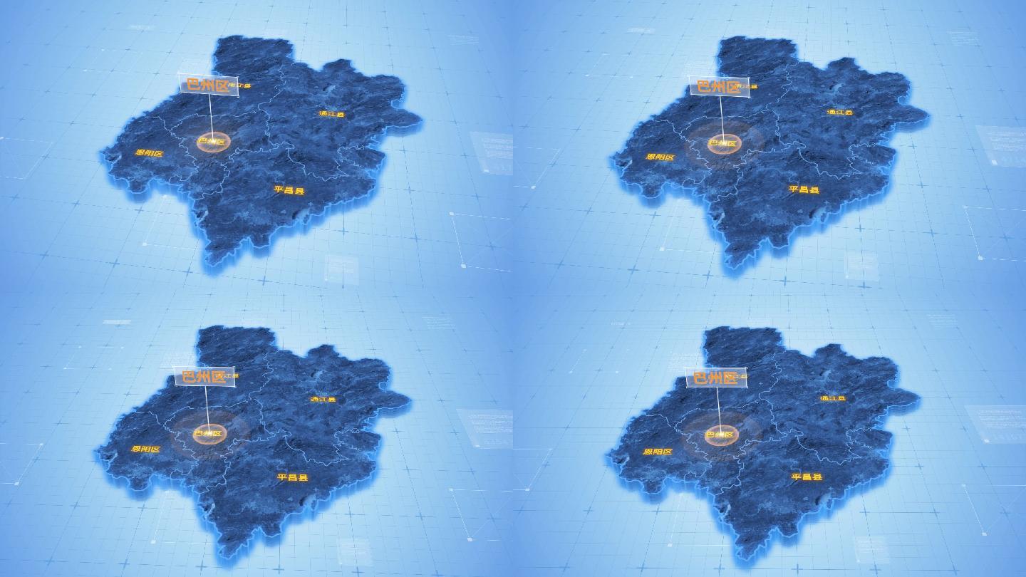 四川巴中巴州区三维科技感地图ae模板