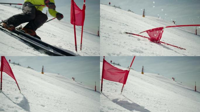 滑雪者滑雪训练奥运项目冬奥会练习锻炼运动