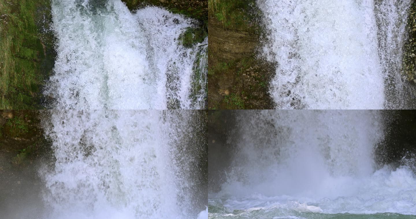 湍急的瀑布河流慢动作大自然