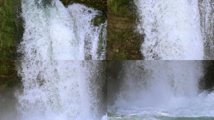 湍急的瀑布河流慢动作大自然