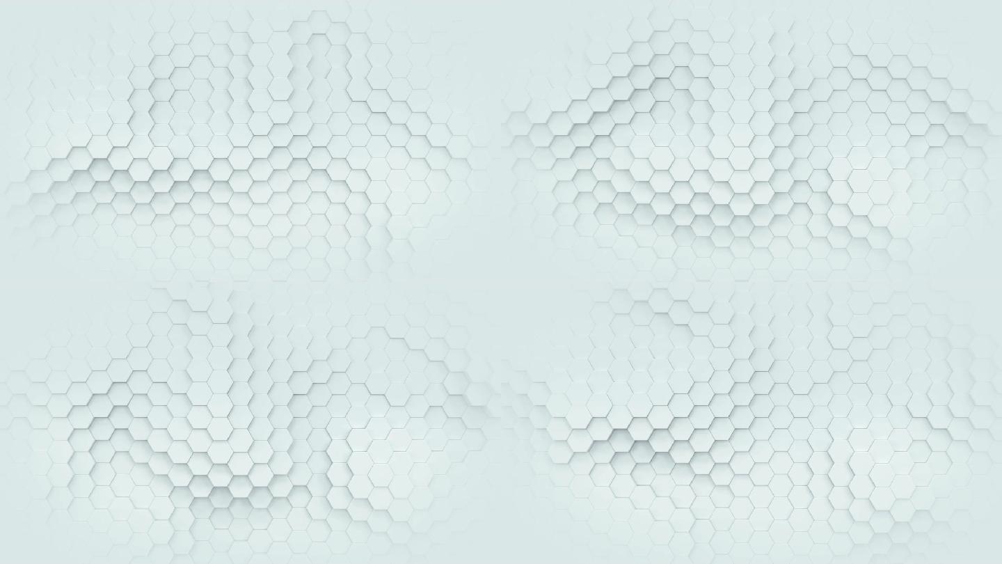 白色六边形图案可循环三维渲染动画