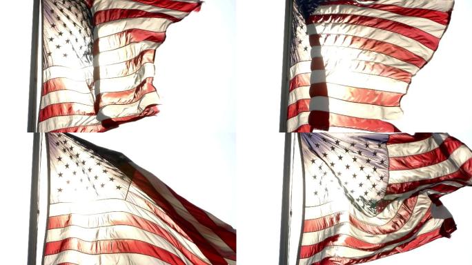 美国国旗空镜太阳自由民主
