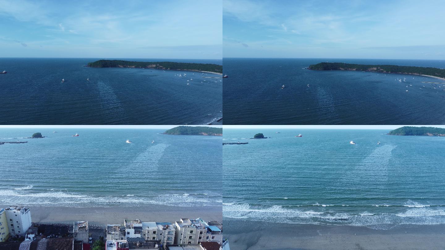 海浪海滩海水岛屿北海涠洲岛低飞航拍4K