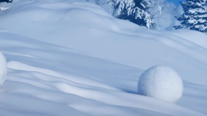 三维雪山雪坡雪球滚落宽屏大屏视频素材