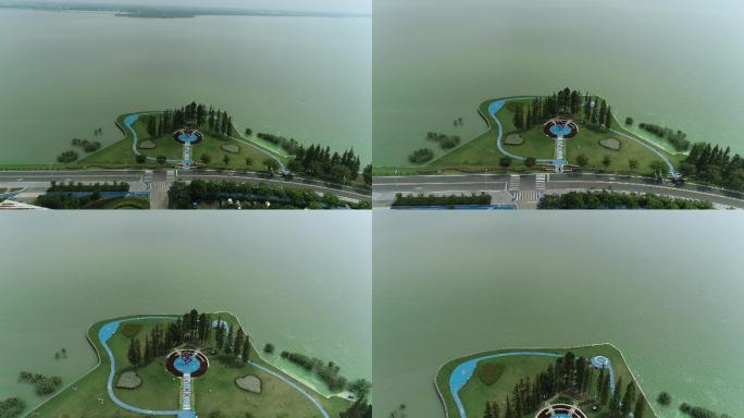 上海淀山湖航拍景色