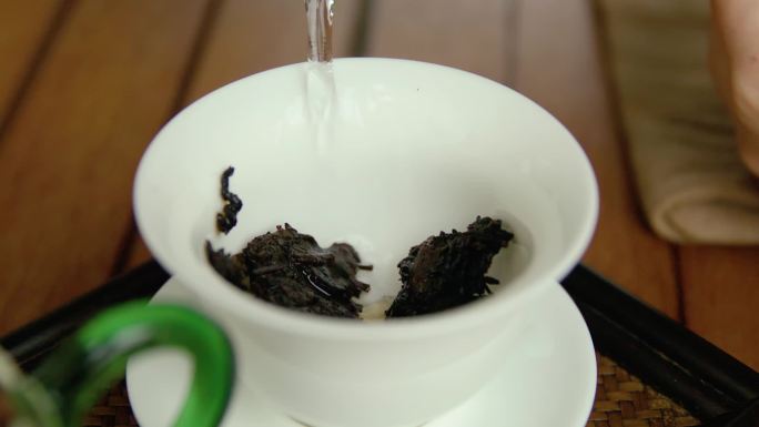 喝茶白色茶杯茶文化茶叶宣传广告空镜头07