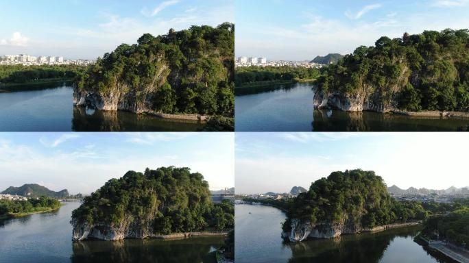 桂林象鼻山环绕航拍4k原图视频素材