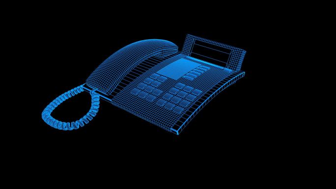 蓝色全息科技线框电话机动画带通道