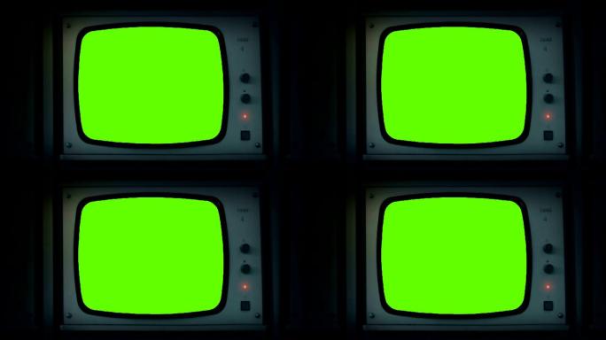 空的电视显示器绿色屏幕