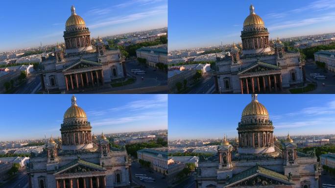 圣彼得堡圣艾萨克大教堂空中拍摄