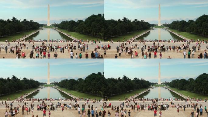 林肯纪念纪念碑城市延时航拍美国视频旅游宣