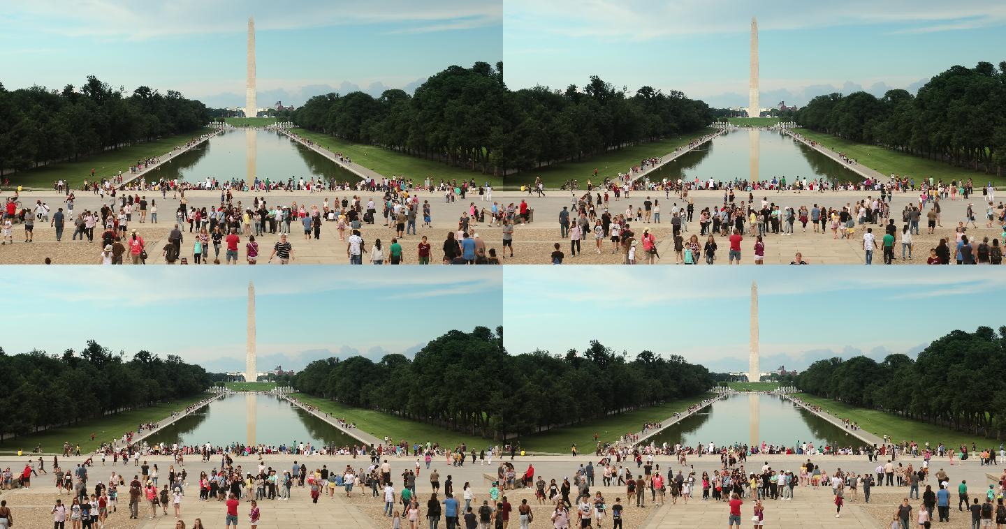 林肯纪念纪念碑城市延时航拍美国视频旅游宣