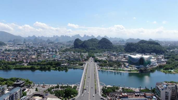 桂林解放桥航拍4k原图视频