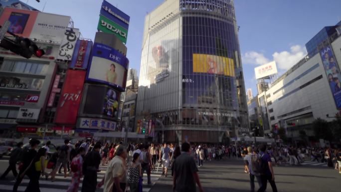 日本东京有很多人商圈cbd步行街人流路人