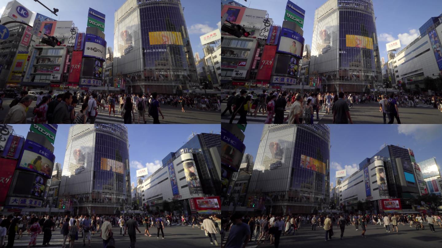 日本东京有很多人商圈cbd步行街人流路人