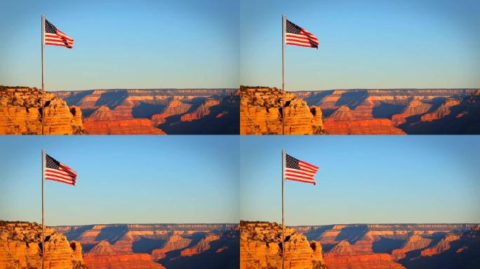 大峡谷的美国国旗美利坚地形地貌大裂谷
