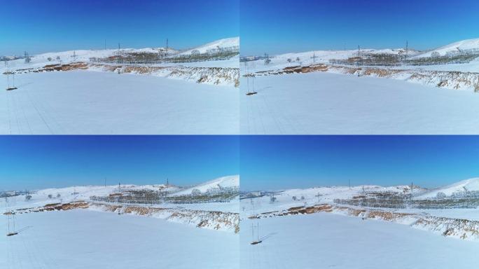 冬季唯美雪景蓝天空镜航拍