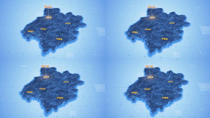 四川巴中南江区三维科技感地图ae模板