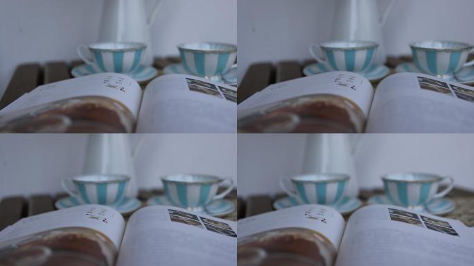 泡咖啡咖啡杯花瓶女子的茶时光高清50帧