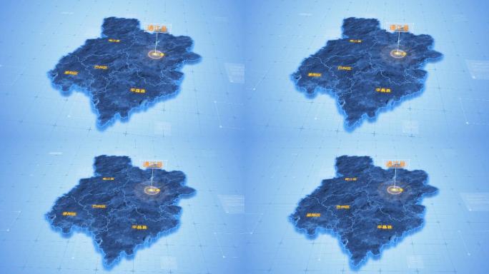 四川巴中通江县三维科技感地图