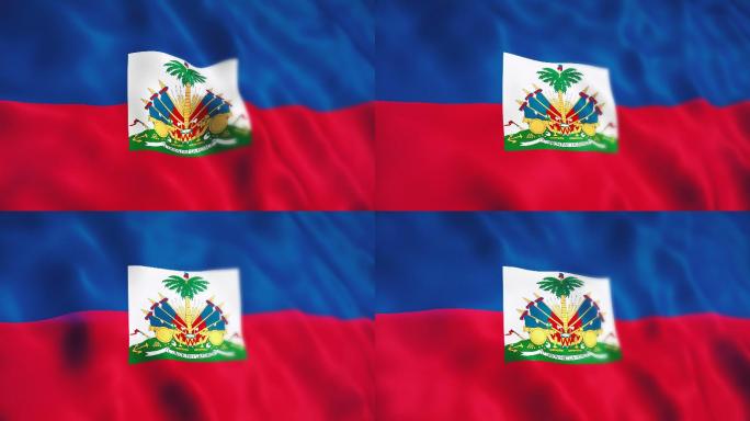 海地国旗旗子布料丝绸风中风吹